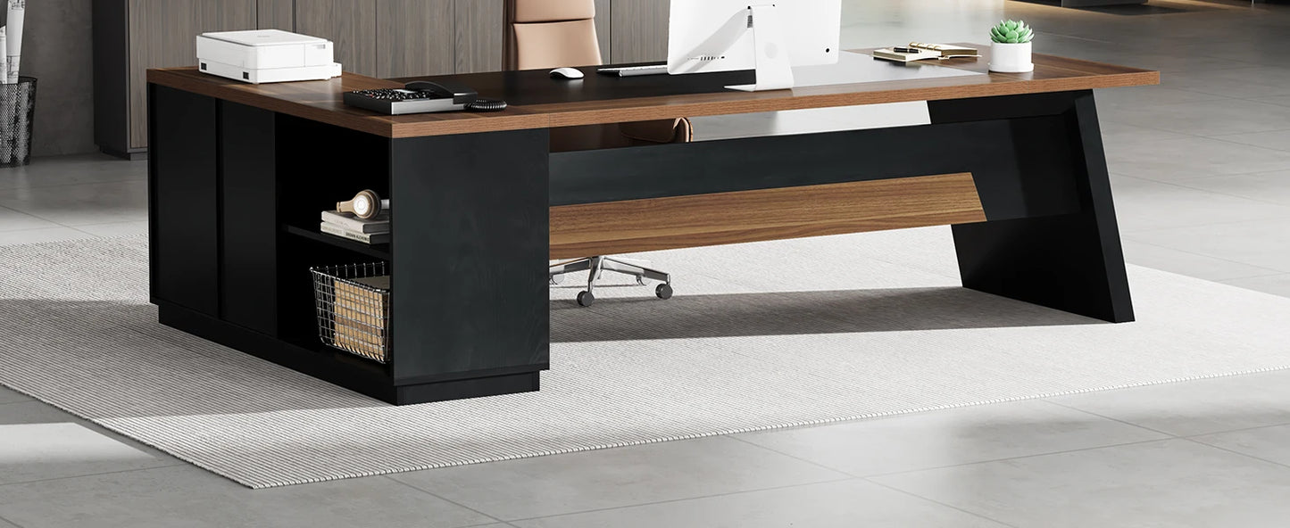 78 Inch L Shaped Desk Modern Executive Desk With Cabinet