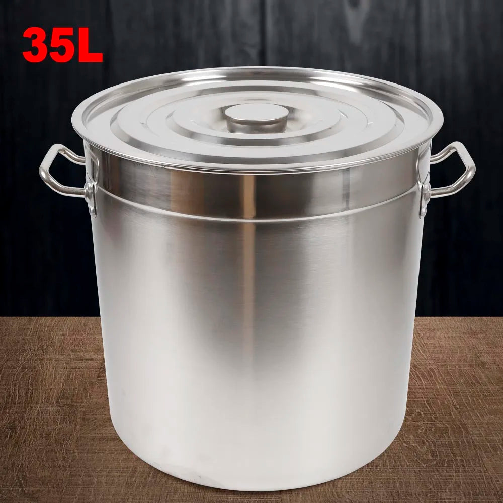35L Multipurpose Thickened Stainless Steel Cooking Pot Large Capacity Soup Stock Pot with Lid and Handle for Home and Restaurant