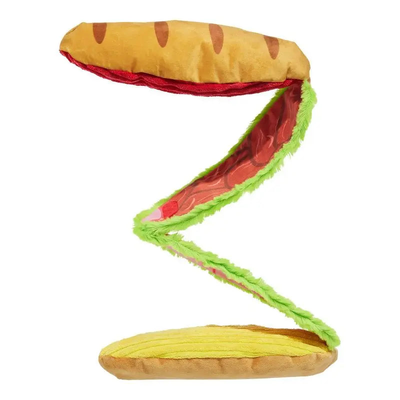Big Bite Hoagie Dog Toy With Squeaker And Crinkle Layers