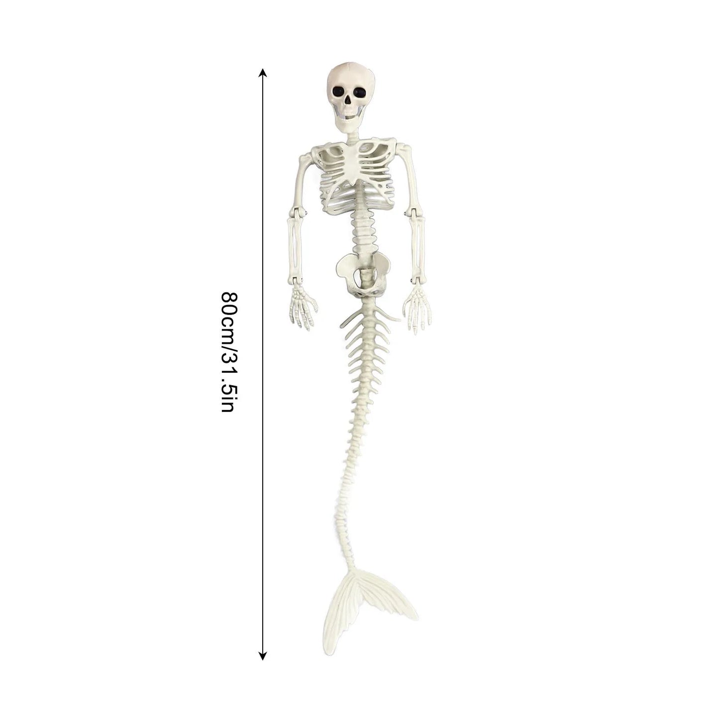 Skeleton Mermaid 80cm Length Plastic Life Size Full Body Skeleton Mermaid with Movable Joints Halloween Outdoor Decor