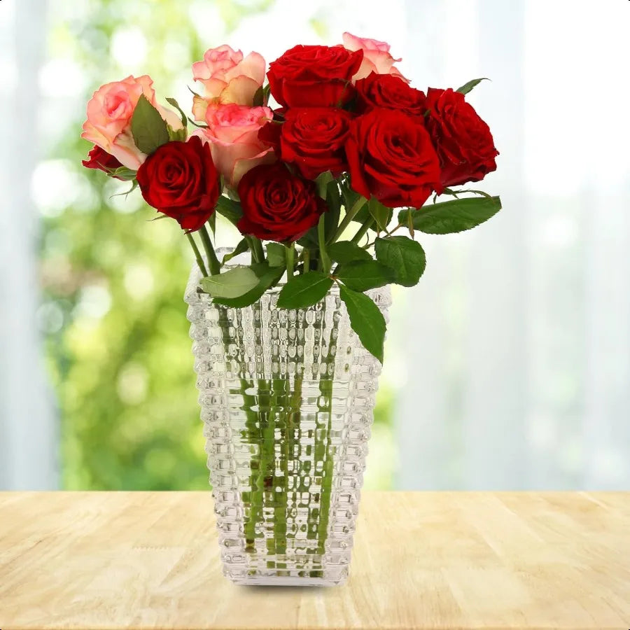 Large Clear Glass Crystal Vase for Flowers Modern Luxury Home Table Decor Glass Vases for Living Room