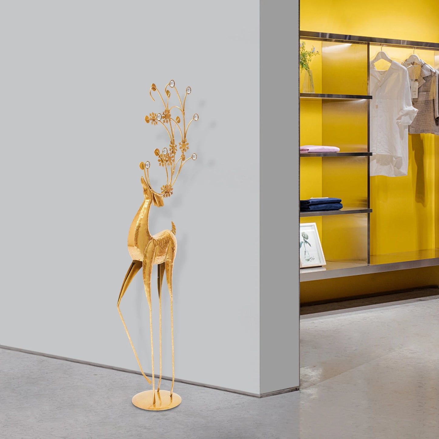 Gold Reindeer Christmas Indoor Large Statue Decor Display