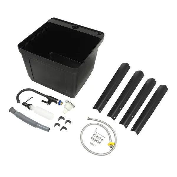 Freestanding Laundry Sink With Faucet Soap Dispenser Black