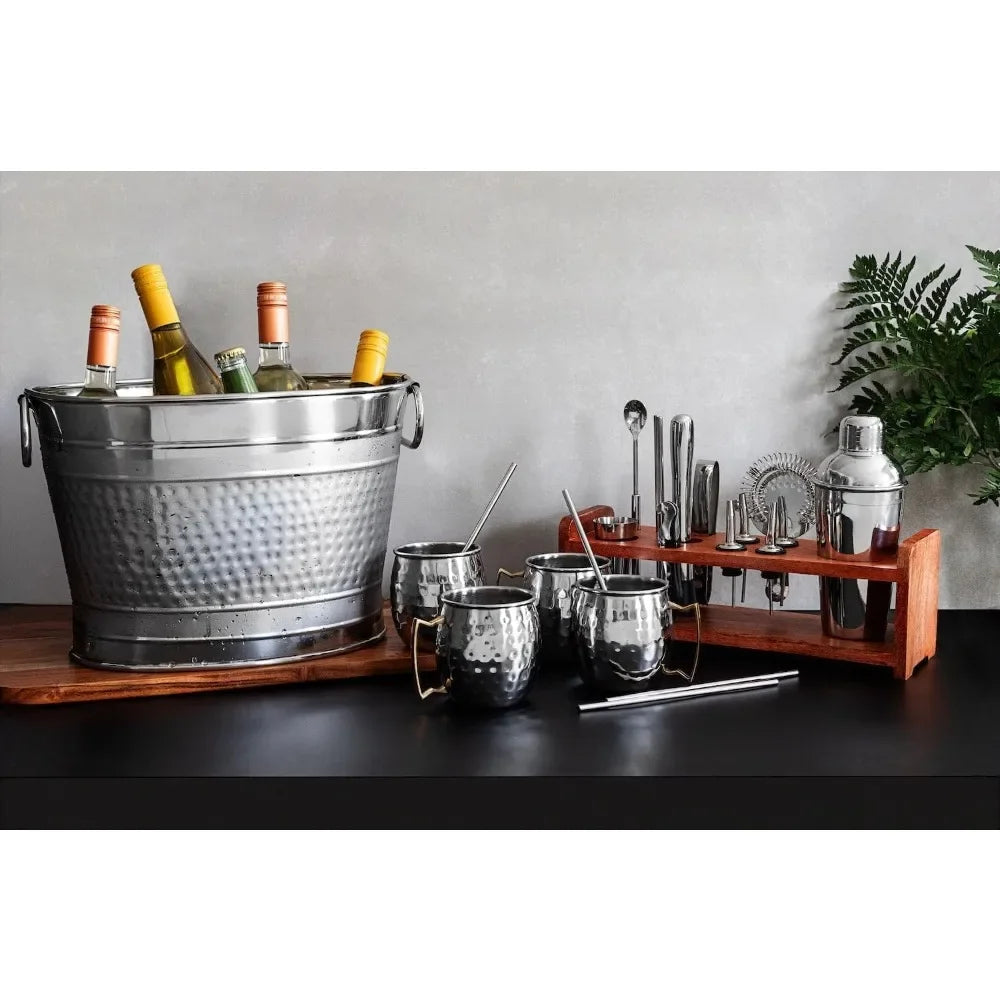Stainless Steel Ice Bucket With Handles For Wine And Drinks