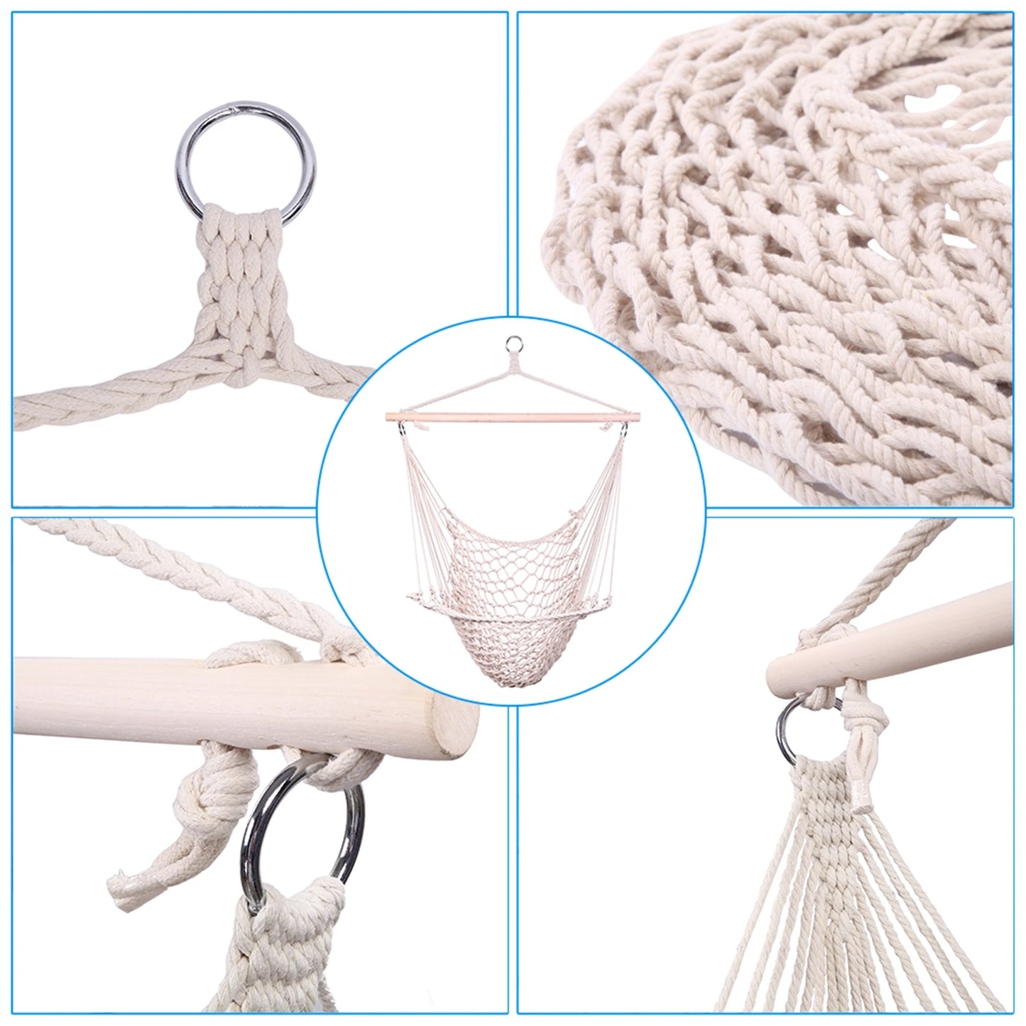 Nordic White Hanging Hammock Chair Indoor Outdoor Garden Dormitory Single Safety Swing for Adults and Kids