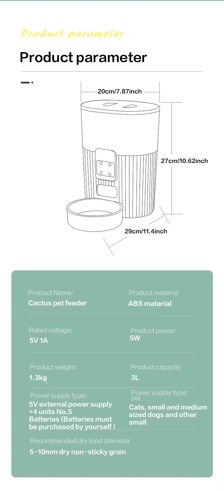 Papifeed Cat Automatic Feeder WiFi Remote Dispenser