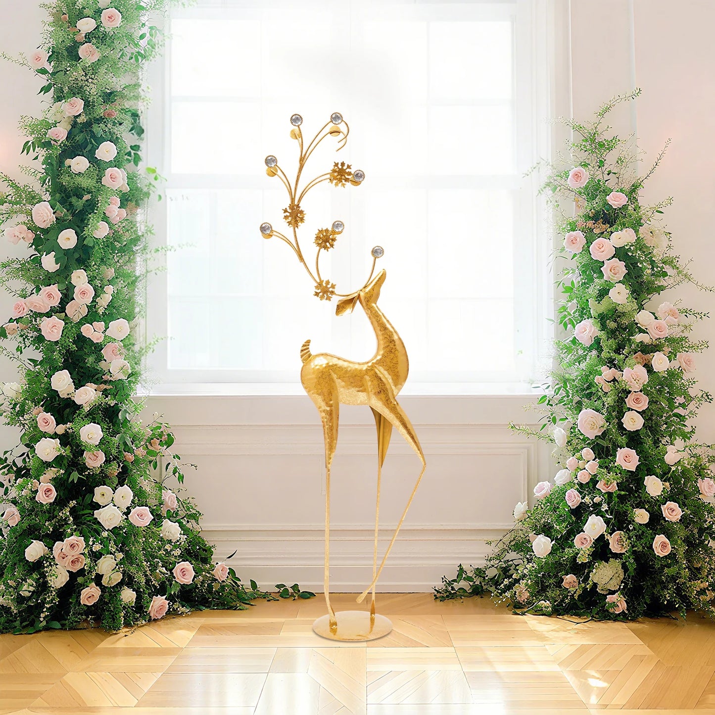 House Studio Gold Reindeer Statue Christmas Decor Indoor