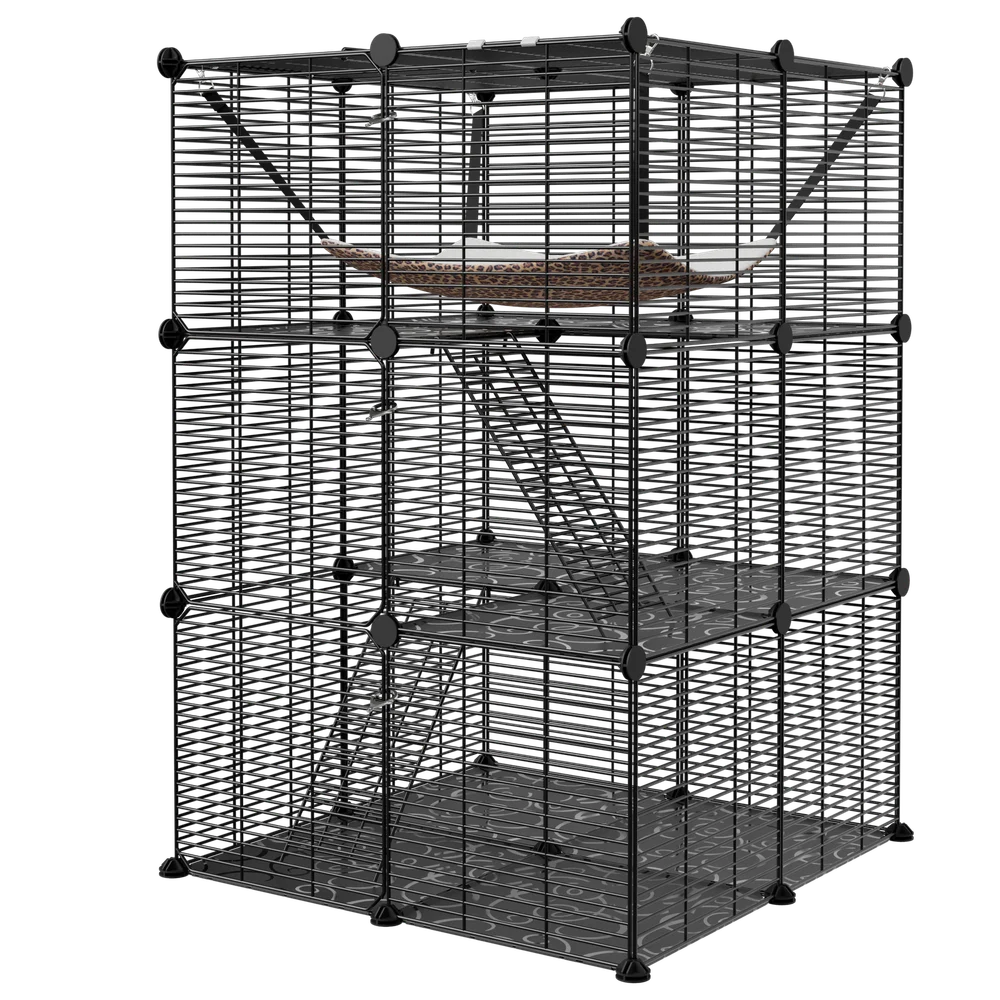 3 Tier Metal Wire Cat Cage With Hammock For 1 To 2 Cats
