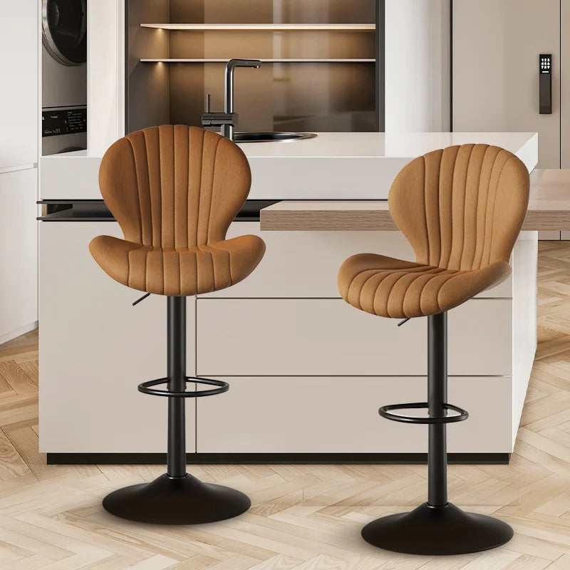 Modern Dining Chair Set 2 Pieces Bar Stools With Backrest