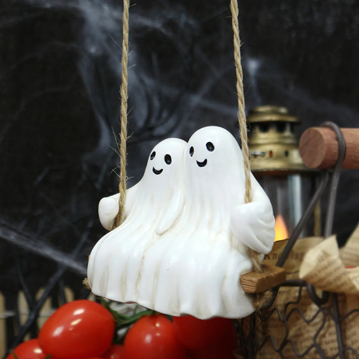 Spooky Halloween Skeleton Duo Figurine Hanging Yard Decor