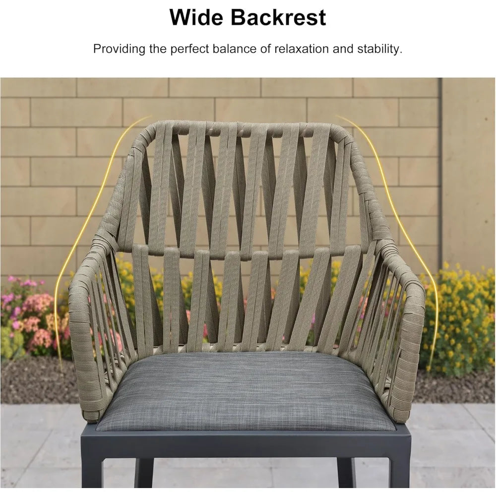Outdoor Counter Height Bar Stool Set of 2 Backrest Dark