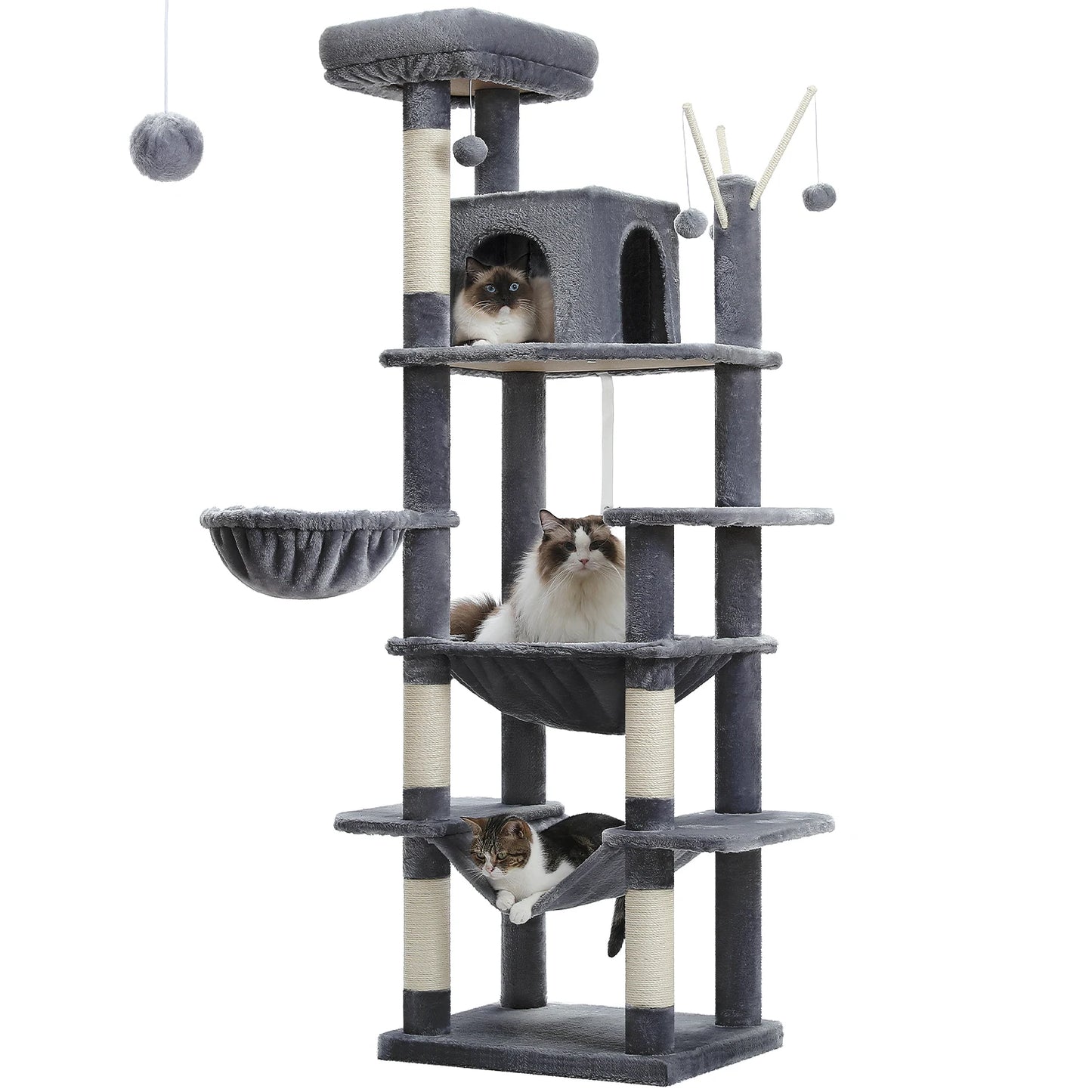 Large Cat Tree Tall Cat Tower for Indoor Cats Multi Level Plush Condo with Scratching Posts Boards Perches Caves