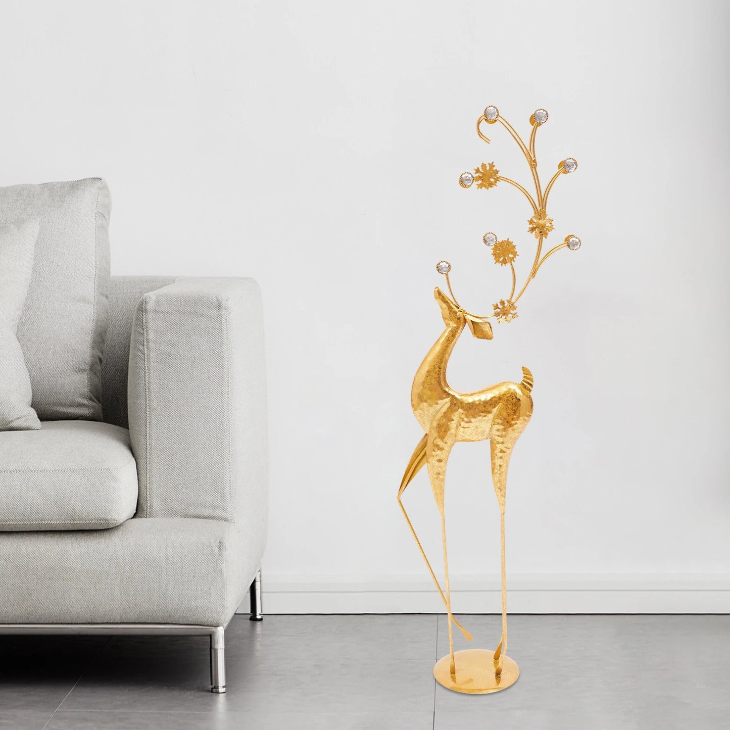 Gold Reindeer Christmas Indoor Large Statue Decor Display