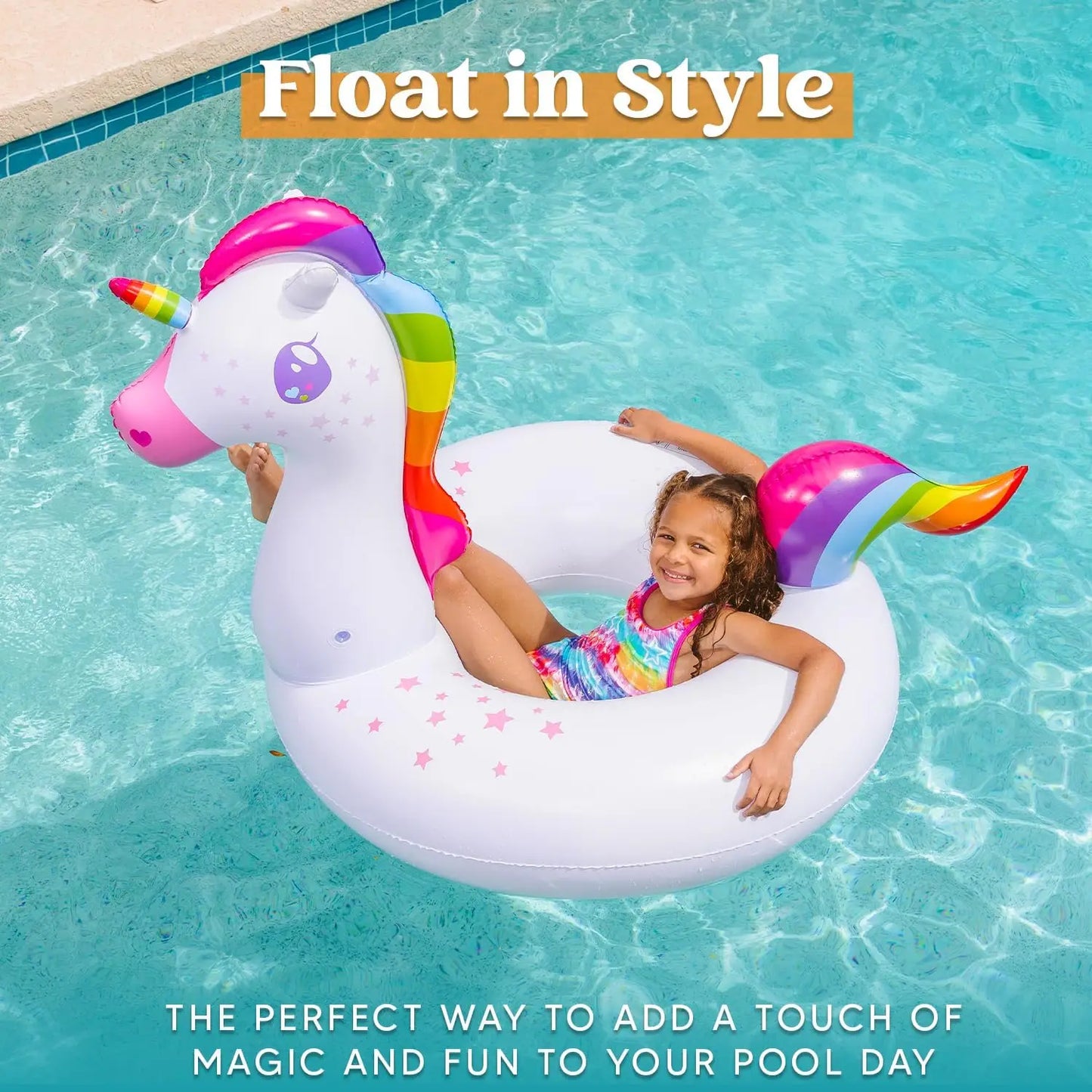 2 Pack Unicorn And Flamingo Pool Floats Adults And Kids Inflatable Swim Rings