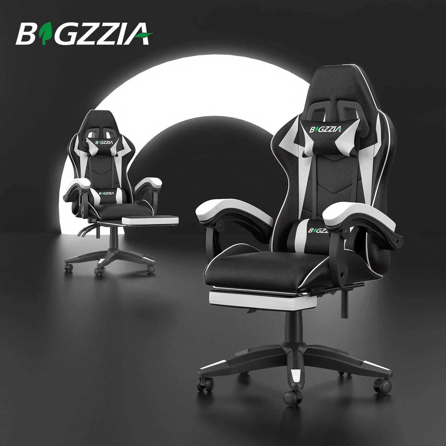 Gaming Chair With Footrest Ergonomic Lumbar Cushion Headrest