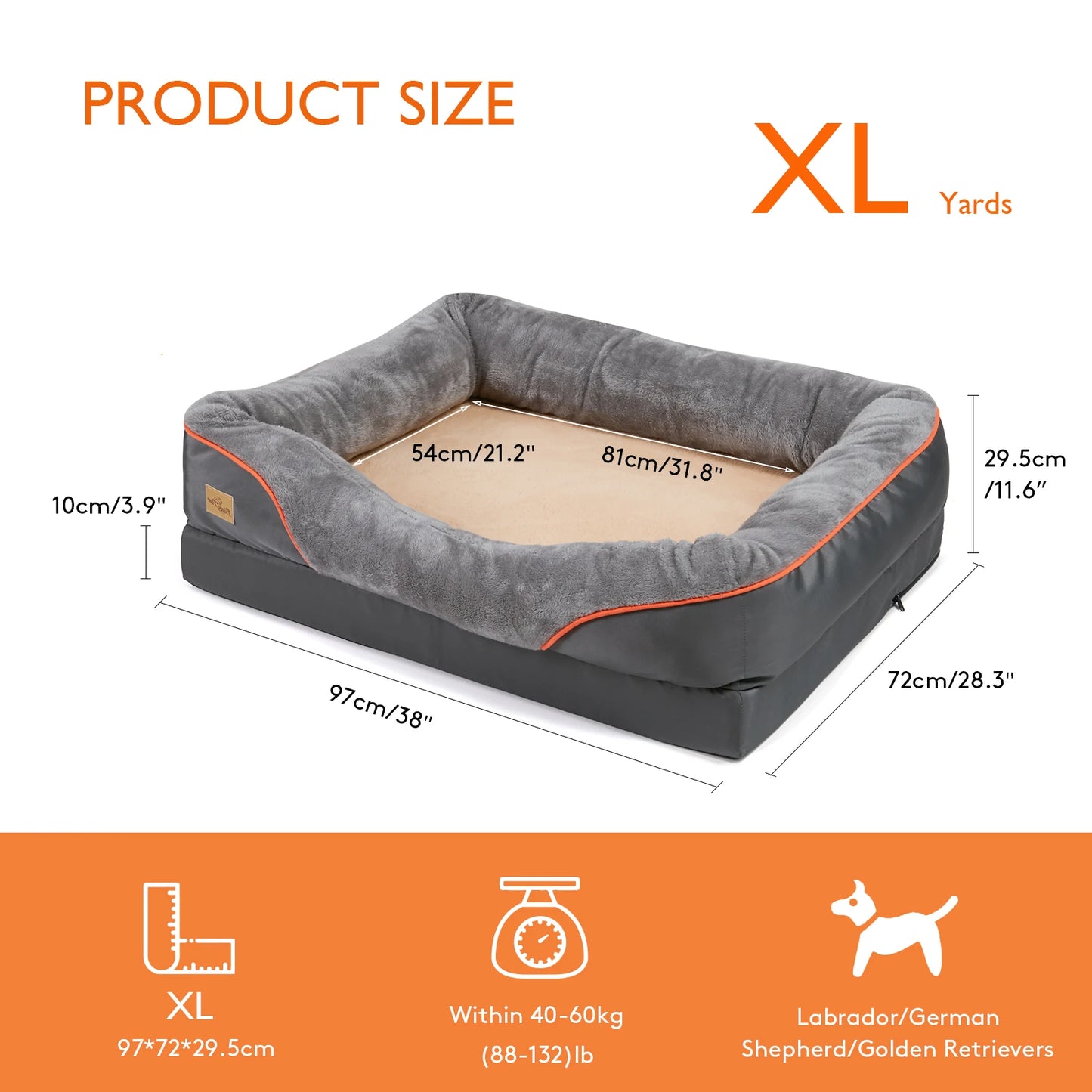 Large Dog Bed Removable Washable Cover Hypoallergenic Fleece Waterproof