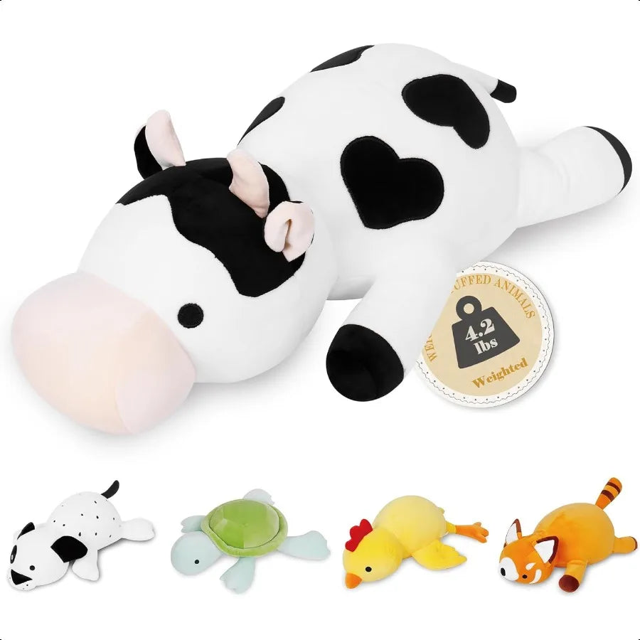 Milk Cow Weighted Plush 24 Inch 4.2 Pounds Weighted Stuffed Animal Cute Cow Plush Doll Throw Pillow Birthday Gift for Adults