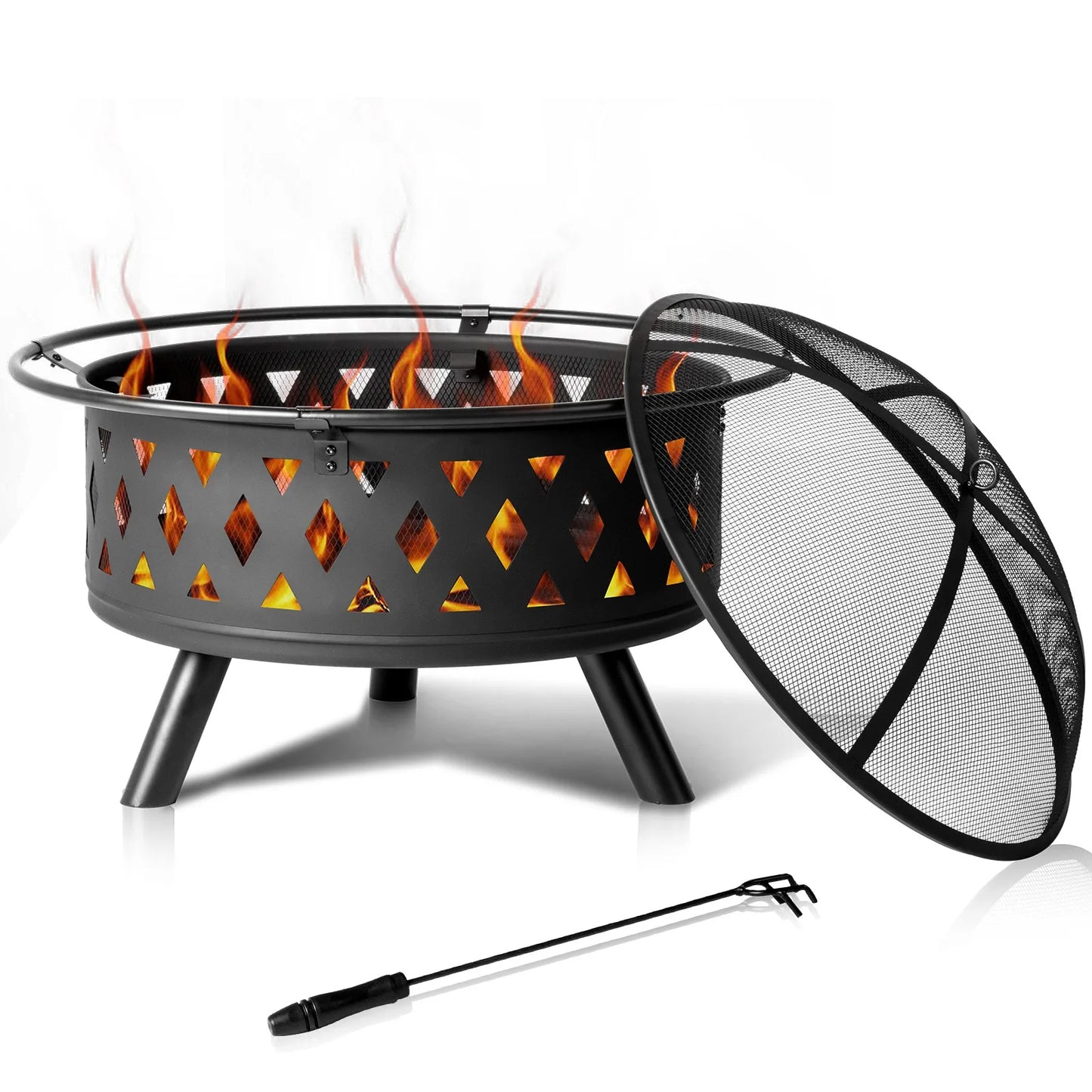 32 Inch Outdoor Wood Burning Fire Pit for Patio and Garden