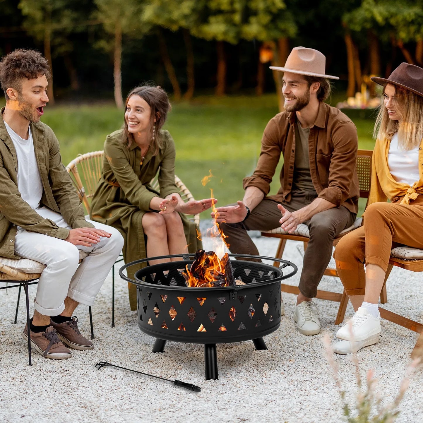 32 Inch Outdoor Wood Burning Fire Pit for Patio and Garden
