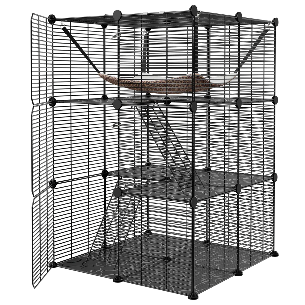 3 Tier Metal Wire Cat Cage With Hammock For 1 To 2 Cats
