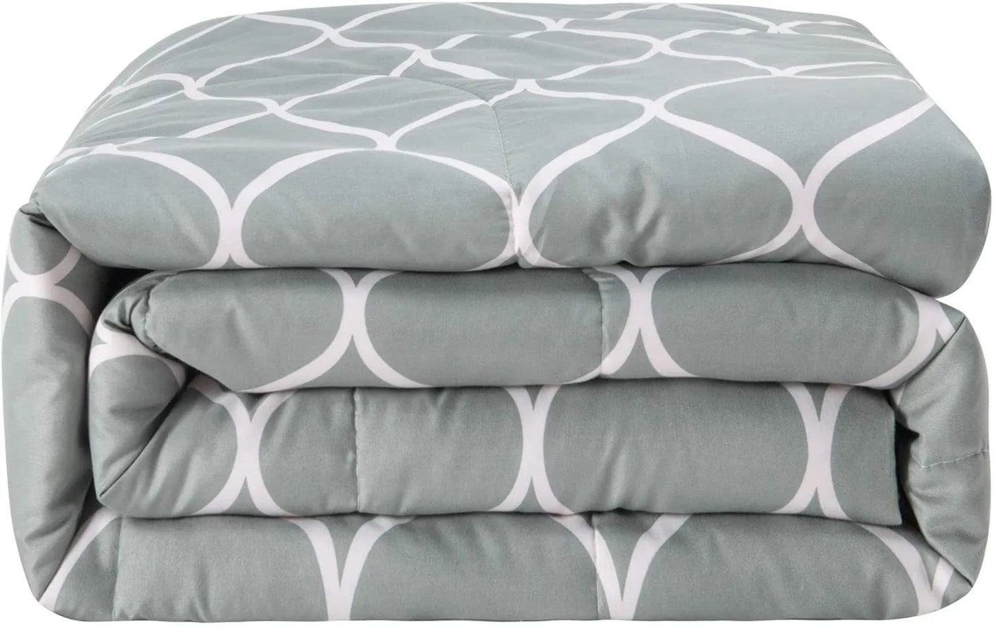 2 Pieces Gray Geometric Polyester Twin Bedding Comforter Set