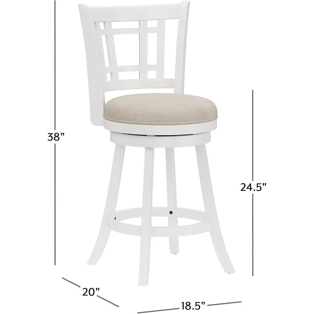 Casual Counter Height Swivel Stool Rectangular Lattice Back