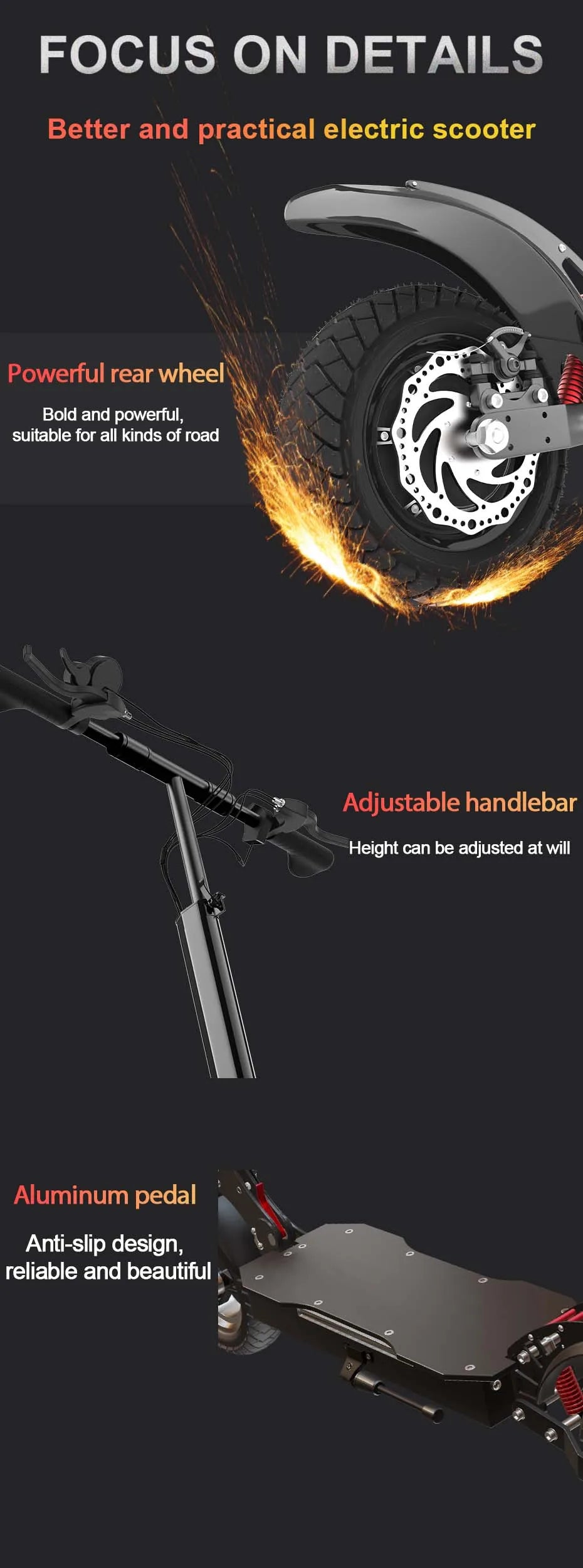 Ajoosos 2500W Electric Adult Scooter 10in Tires 60 To 80km