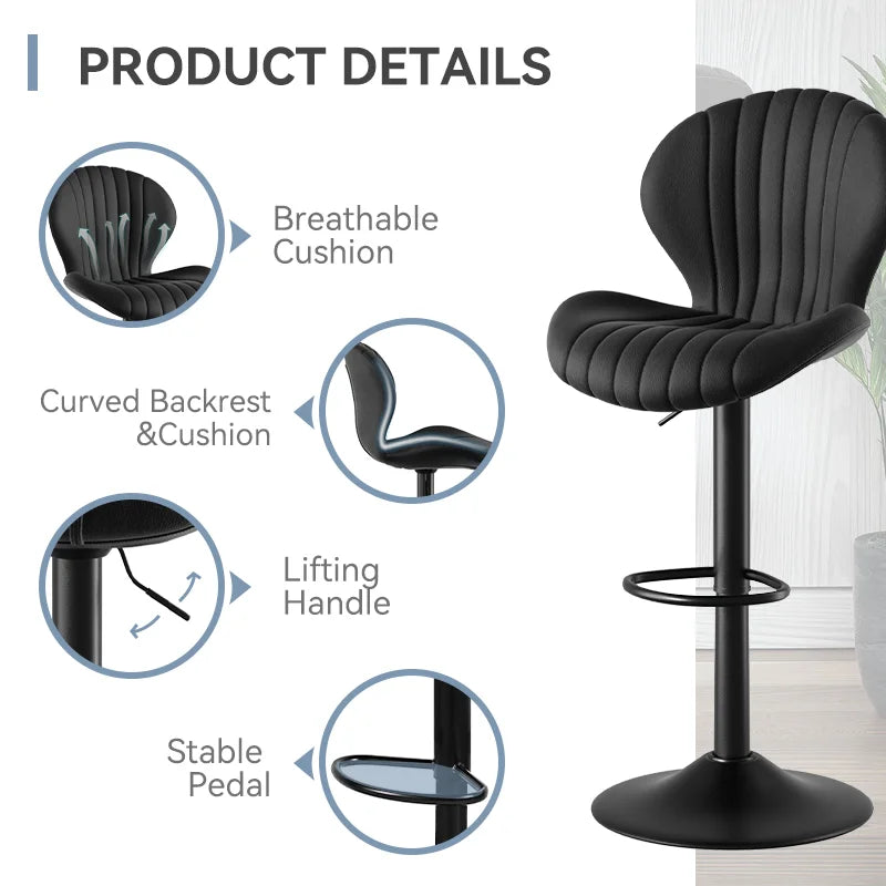 Modern Dining Chair Set 2 Pieces Bar Stools With Backrest