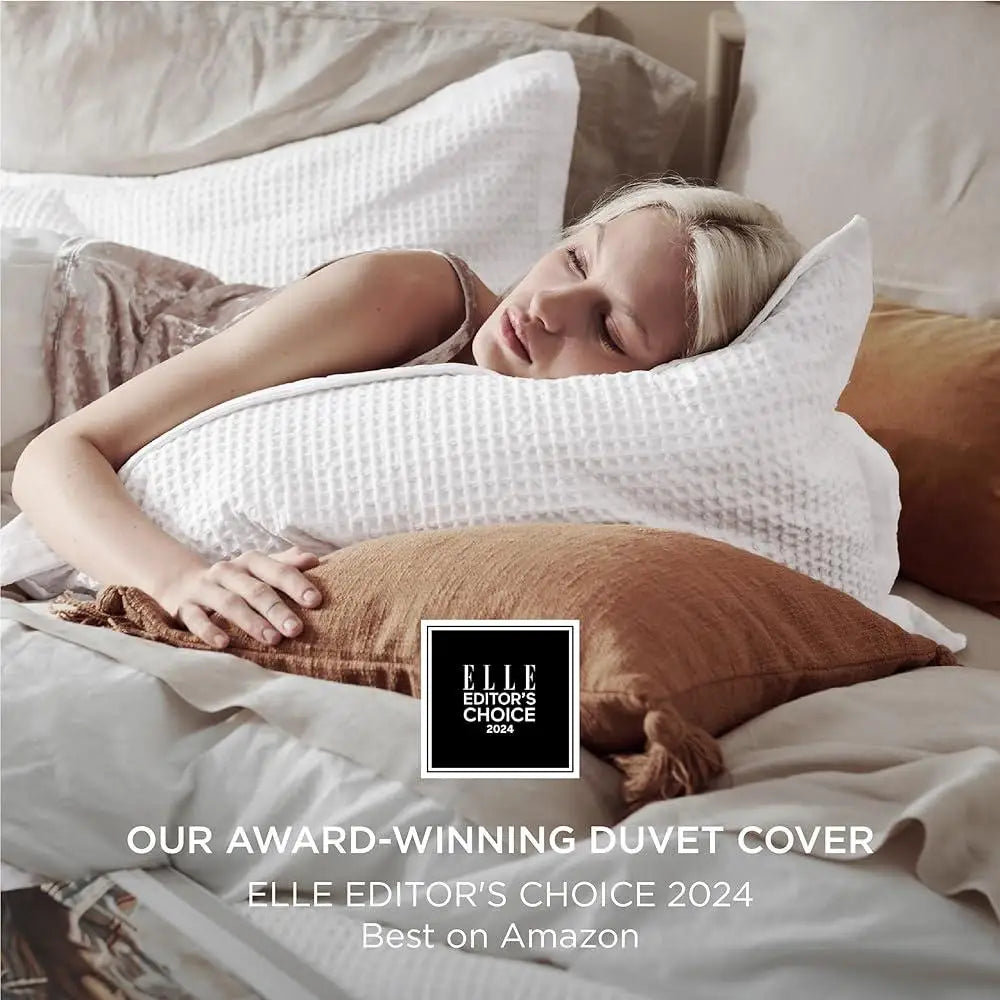 100 Cotton Waffle Duvet Cover Set Queen With Pillow Shams