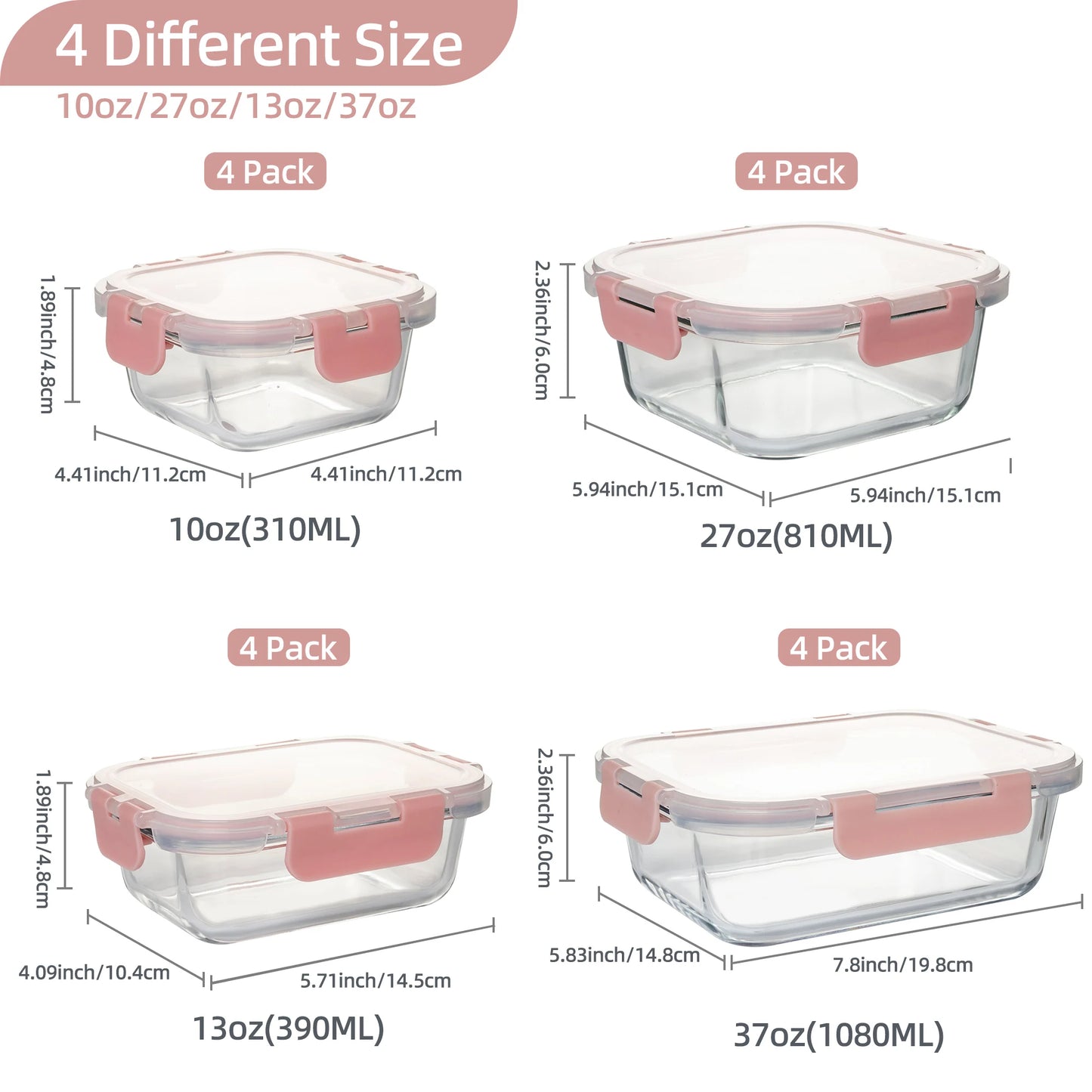 16 Piece Glass Food Storage Containers Set Leakproof Airtight BPA Free Microwave Oven Safe Stackable Kitchen Organizers