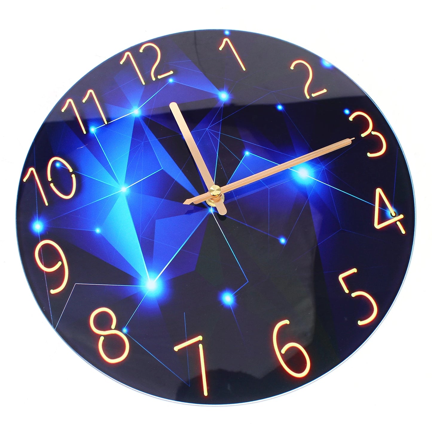 12 Inch Silent Blue Diamond Round Wall Clock Decorative Modern Style Interior Clock