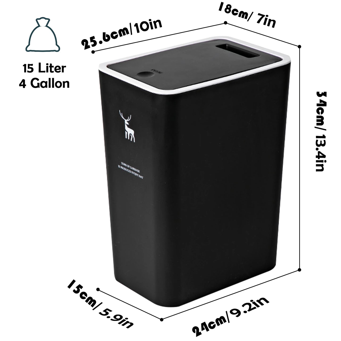 Trash Can With Lid 3 Pack 4 Gallons Press Top Dog Proof Bin