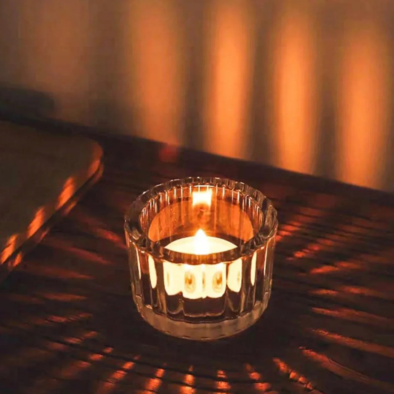 Glass Tealight Candle Holder 2 Pcs Clear Mini Centerpiece
