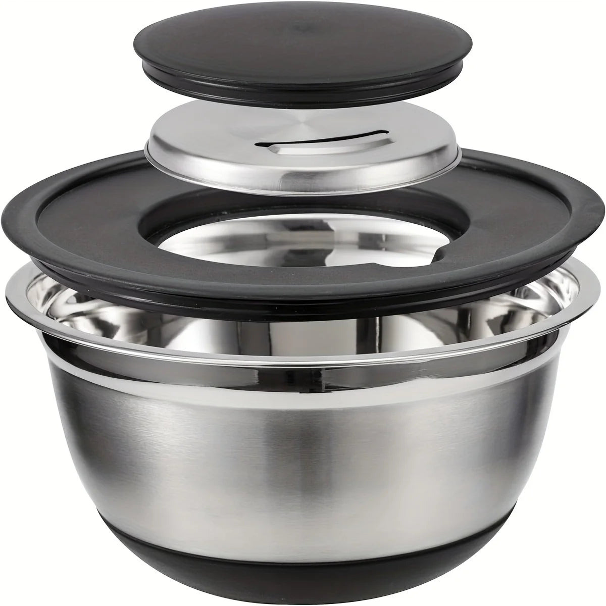8pc Stainless Steel Mixing Bowls Set Airtight Lids Black