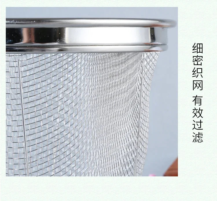 Stainless Steel Colander With Wooden Handle Mesh Strainer