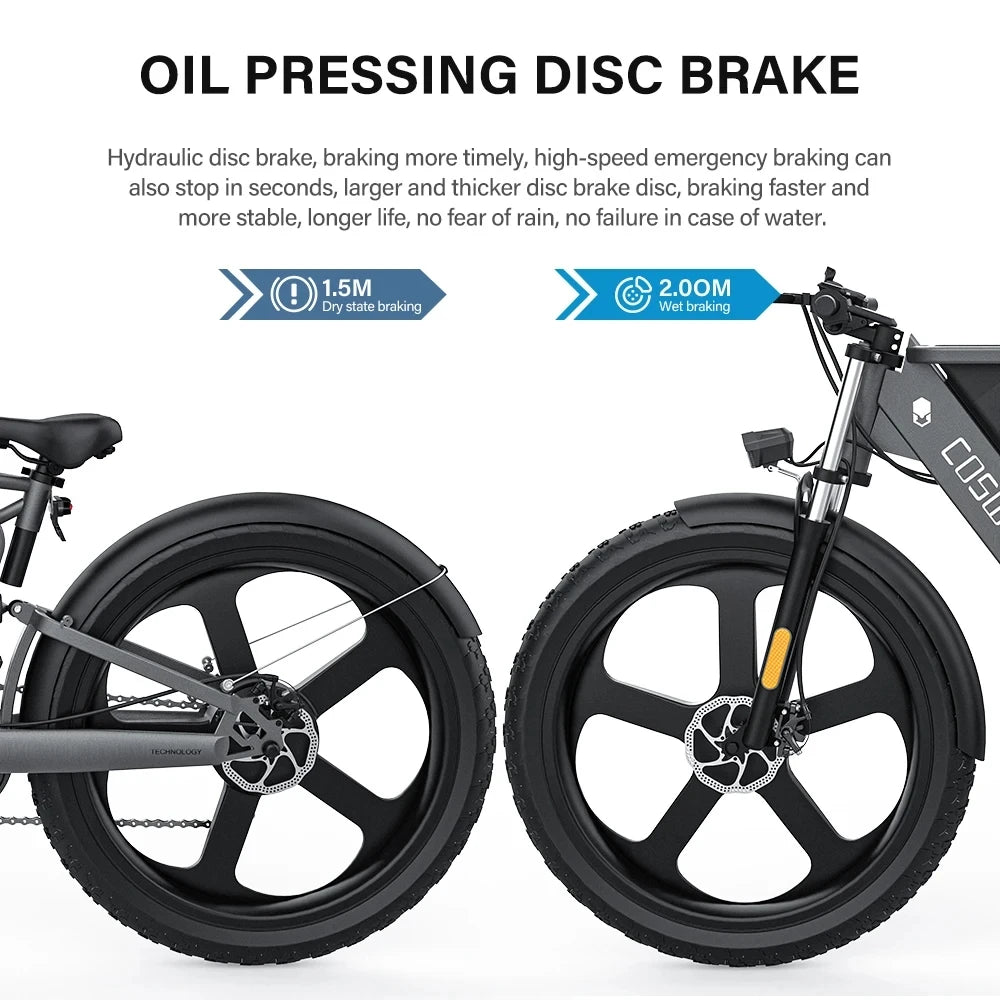 Coswheel T26 Electric Bike 26 Inch Fat Tire Ebike 1500W