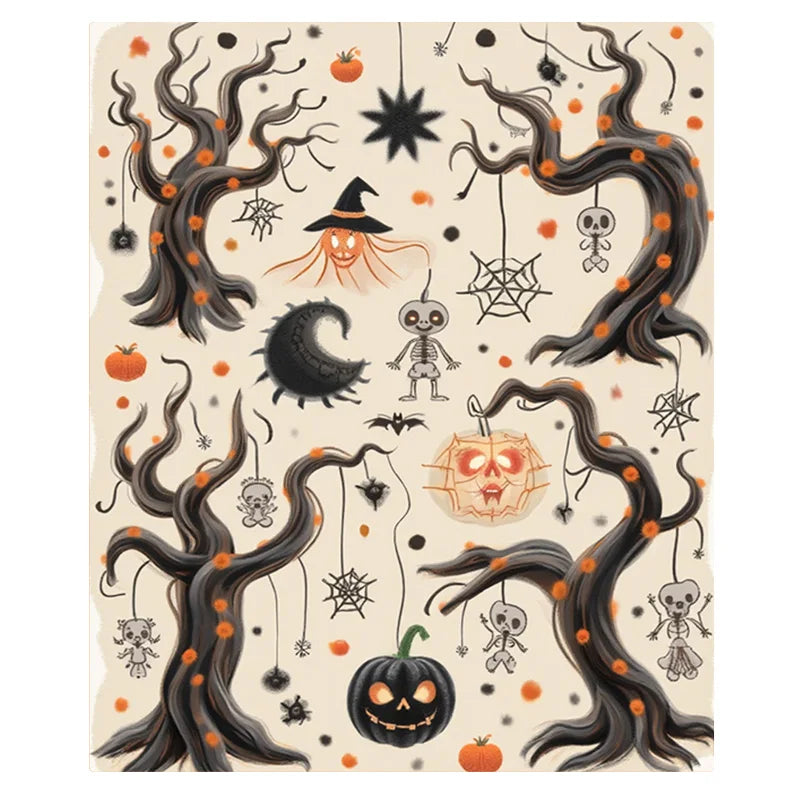 Halloween Baby Blanket Spooky Pumpkin Skeletons And Bats