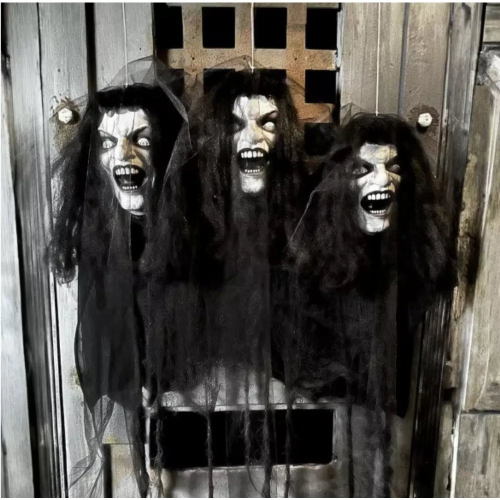 Realistic Floating Demon Bride Heads with Lights and Sound