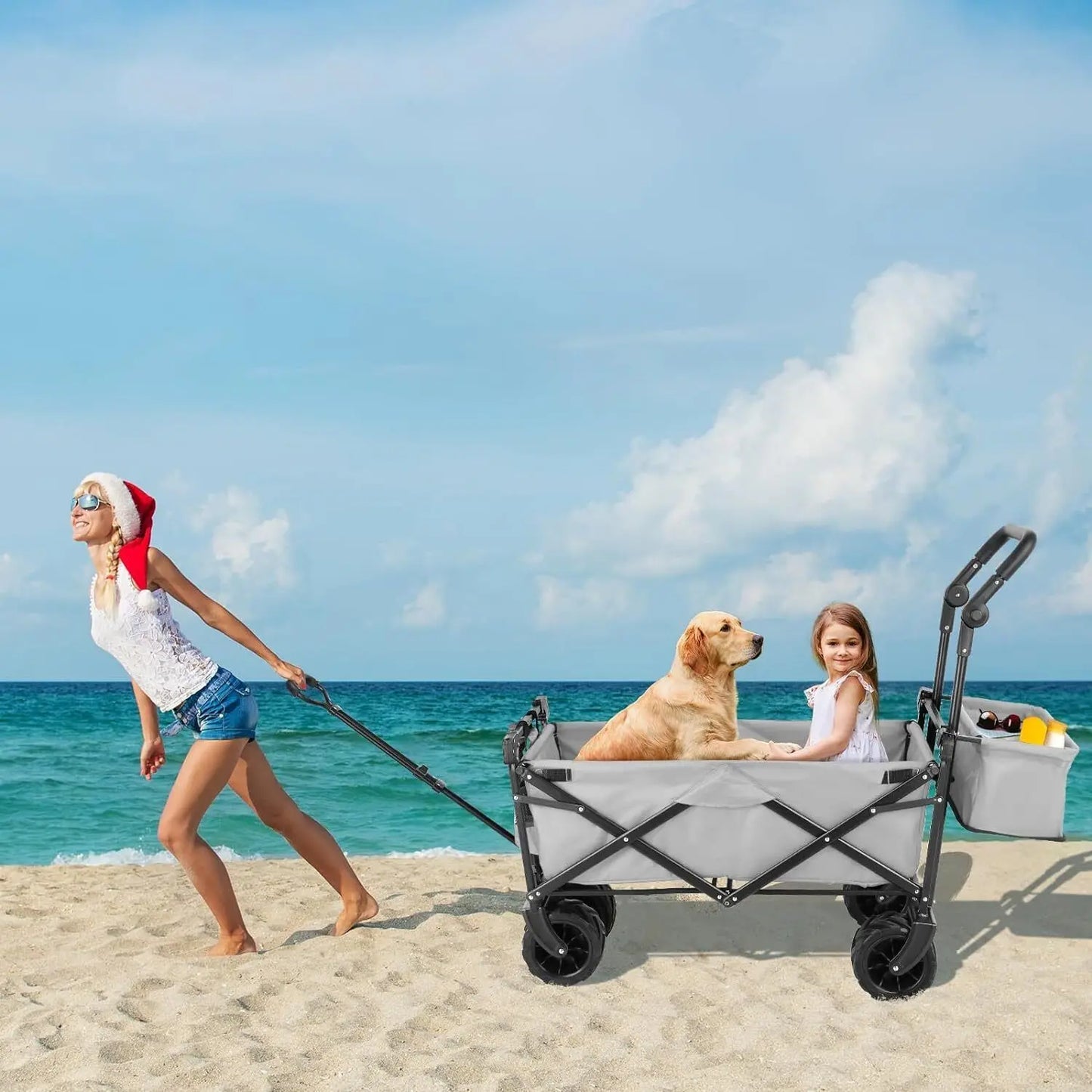 262L Collapsible Garden Cart With Removable Canopy 115Kg
