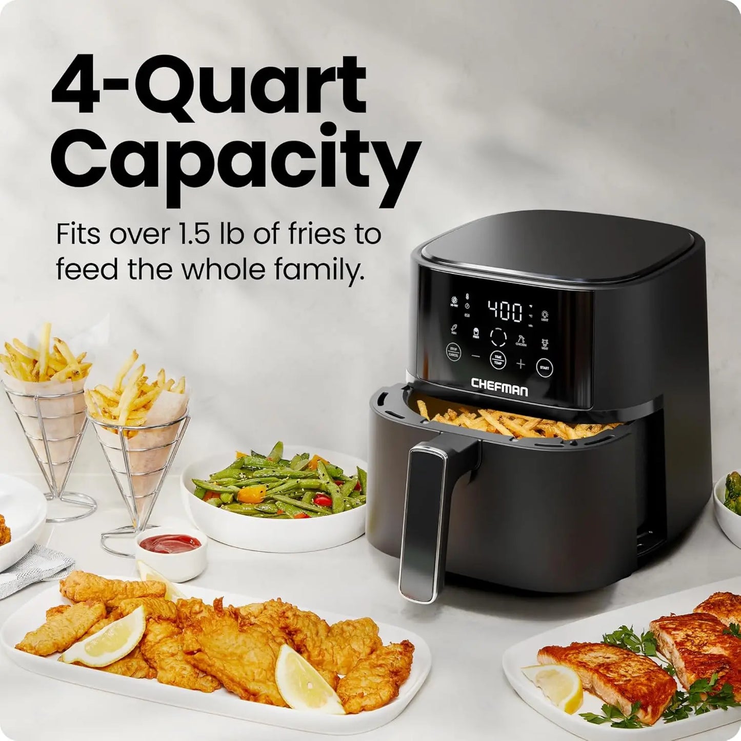 Air Fryer - 4 QT Compact Airfryer for Quick & Easy Meals in Minutes, Features Hi-Fry Technology for Extra Crisp, Touchscreen Con