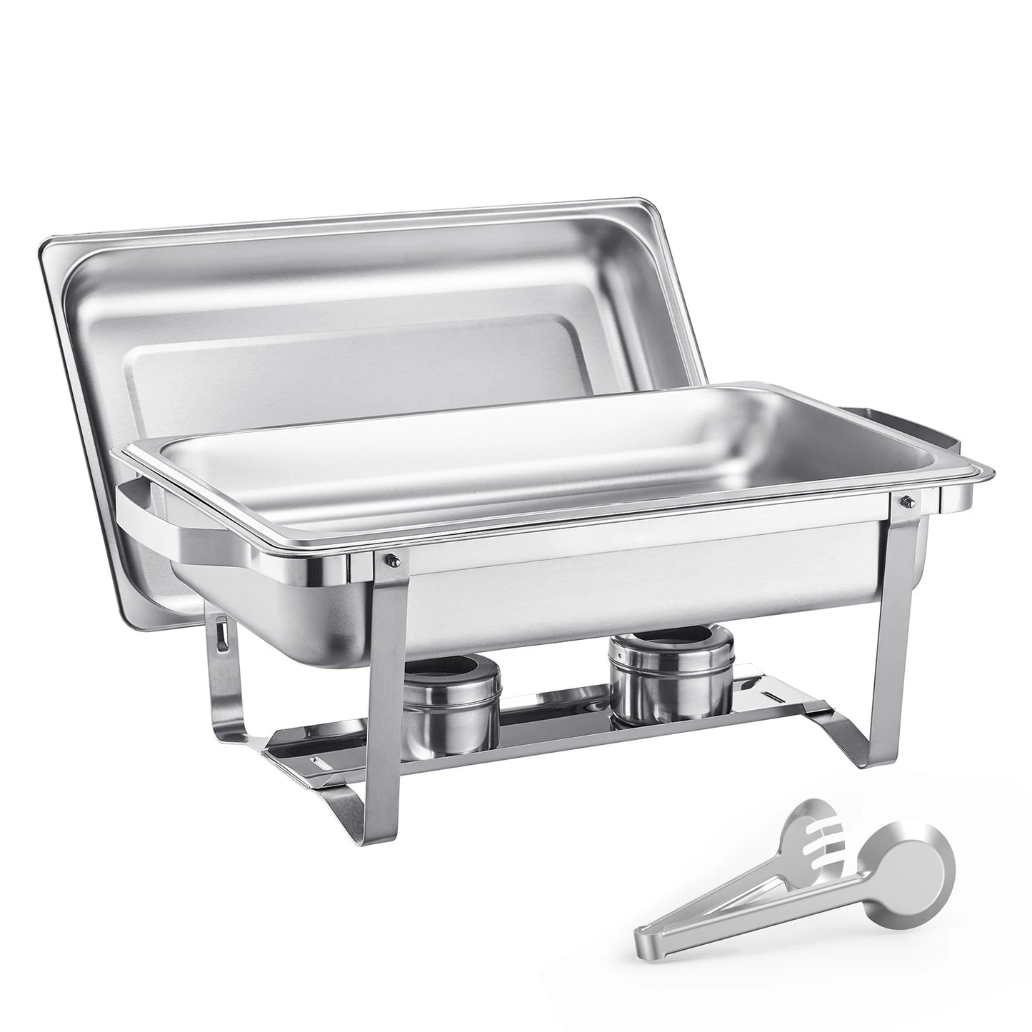 SucceBuy 8 Quart 4 Pack Chafing Dish Buffet Set Stainless Steel Chafer with 2 Full Size and 4 Half Size Pans Catering Warmer Server