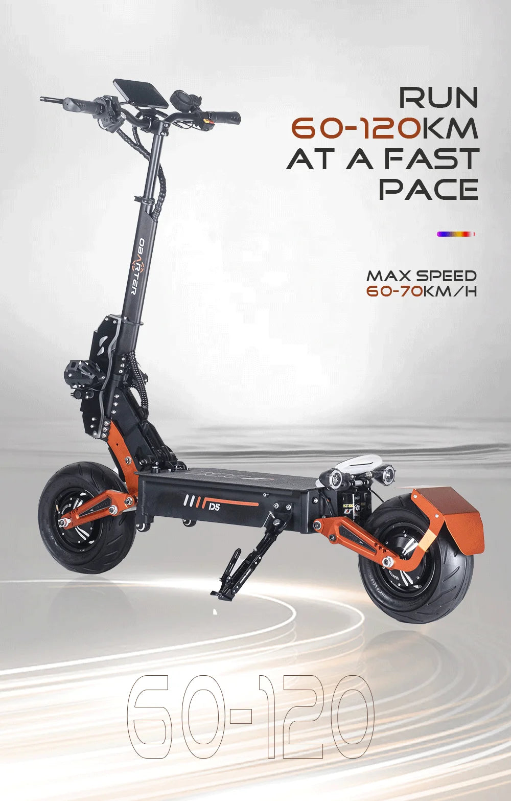 Obarter D5 5000W Electric Scooter 12 Inch Fat Tire On Road