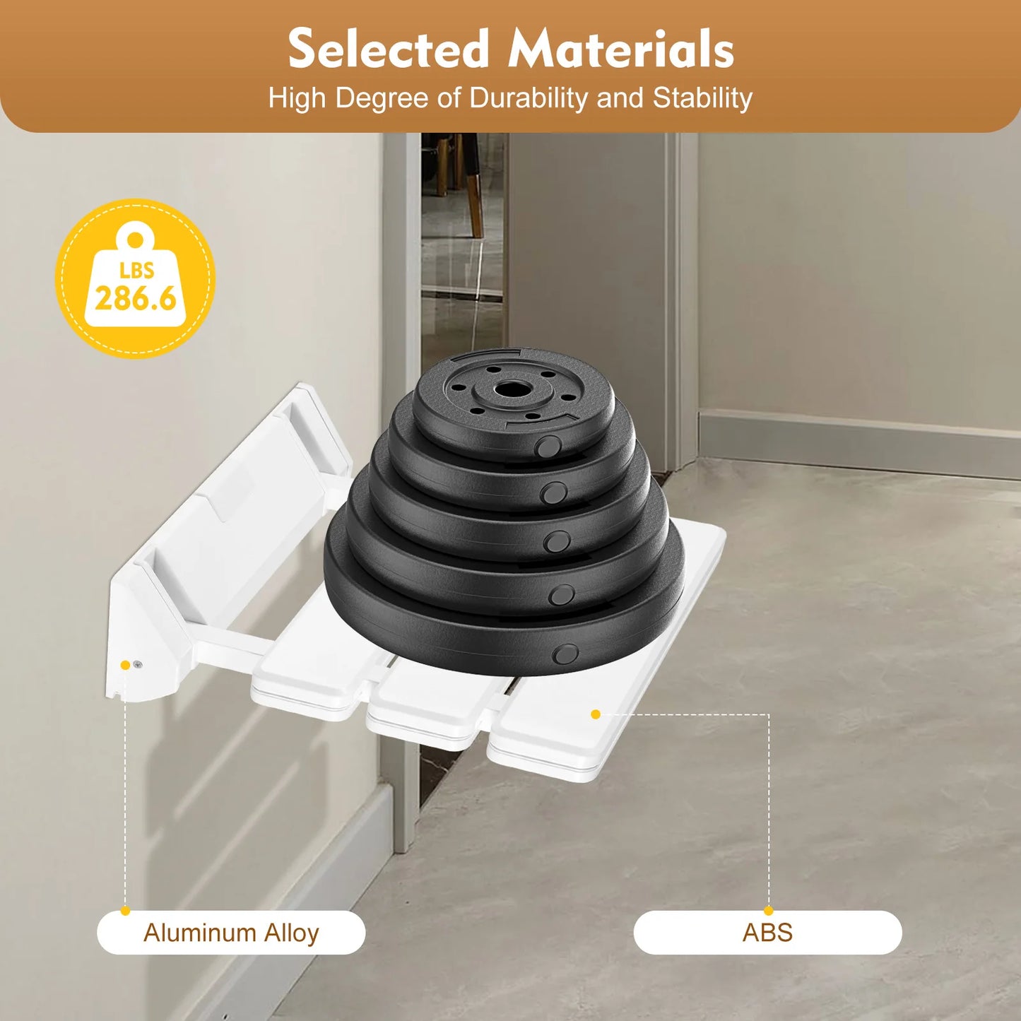 Wall Mounted Folding Shower Seat Non Slip White Stool