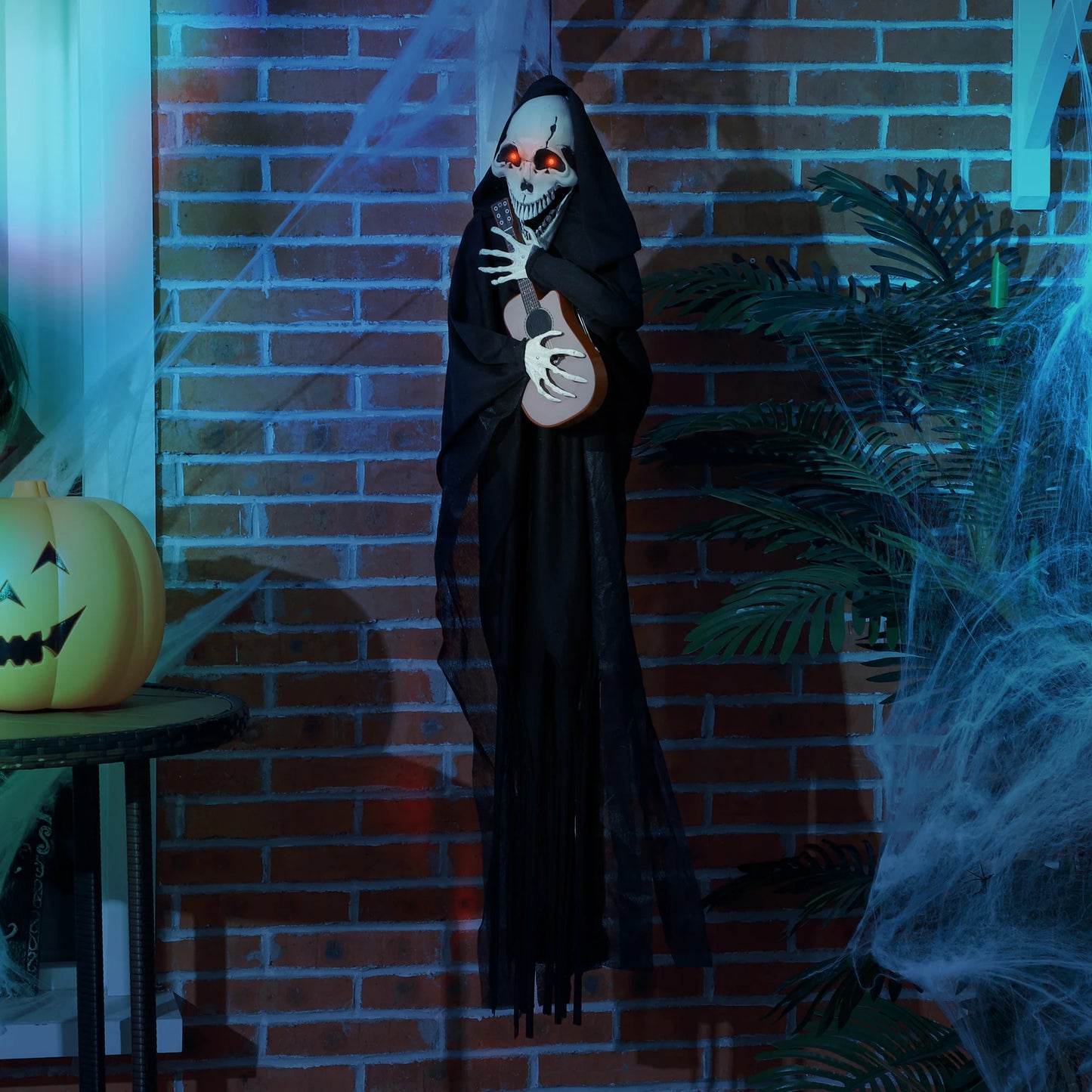 Guitar Playing Grim Reaper Halloween Animatronic Decoration