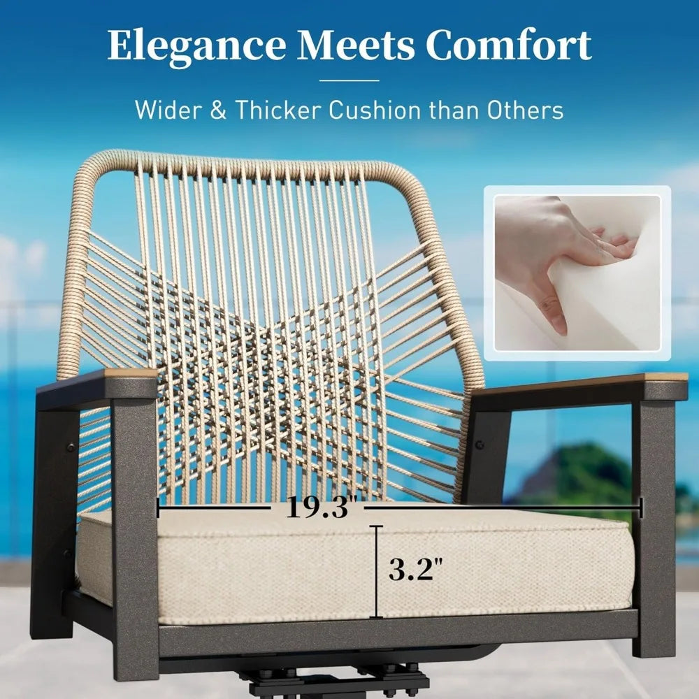 Patio Dining Set 5 Piece With Waterproof Cushions And Round 42 Inch Table