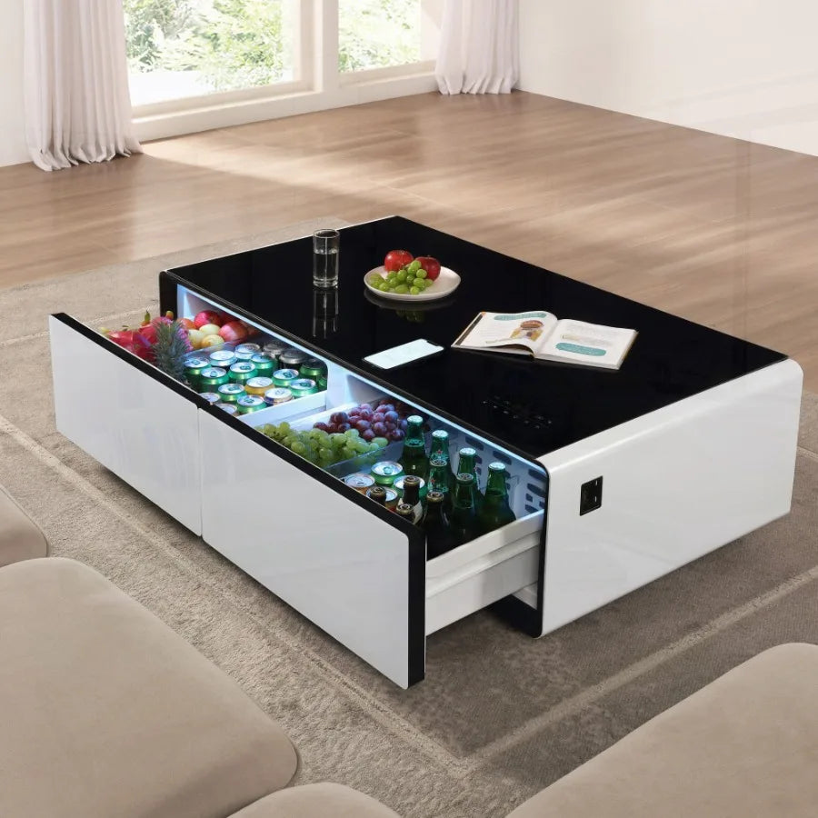 Modern Smart Coffee Table Builtin Fridge Bluetooth Speaker