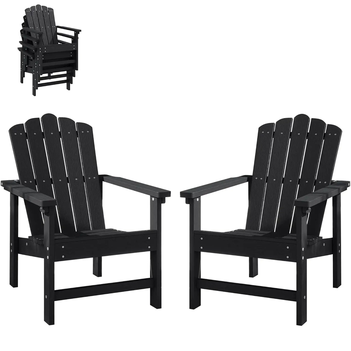 Stackable Adirondack Chairs Set of 2 Weather Resistant Outdoor Patio Poly Lumber