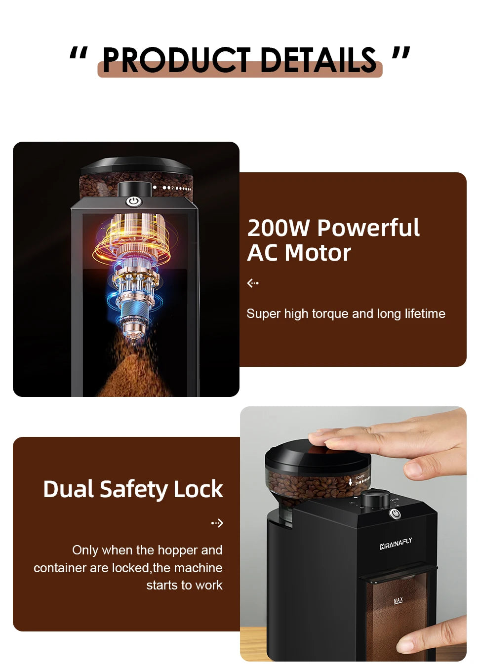 Electric Burr Mill Coffee Grinder Automatic Coffee Bean Grinding with 28 Grind Settings for Espresso French Press Drip 2 to 12 Cup