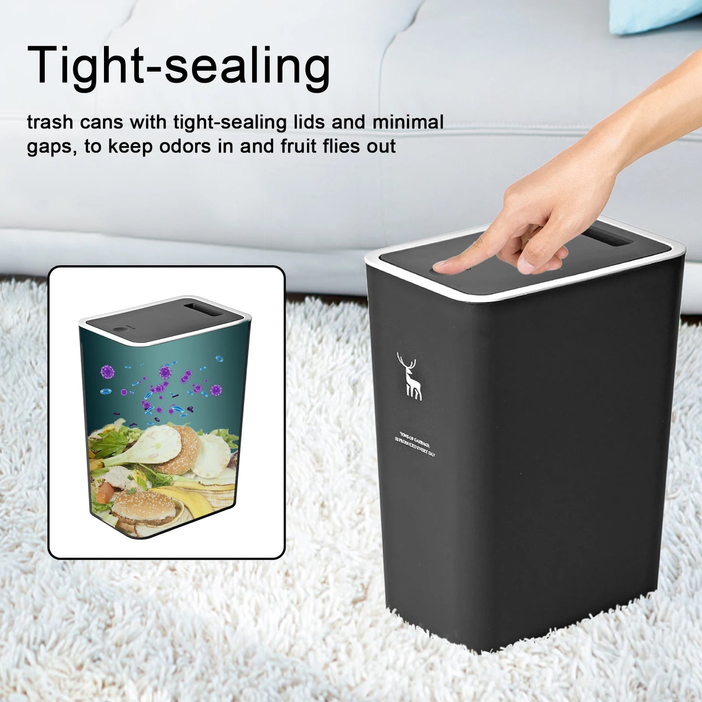 Trash Can With Lid 3 Pack 4 Gallons Press Top Dog Proof Bin
