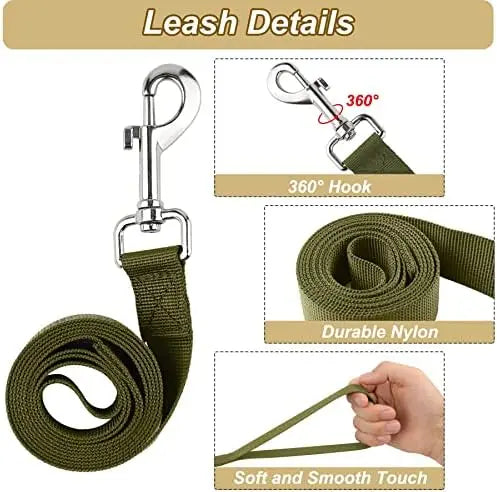 Tactical Dog Harness Small Dogs Military Adjustable Vest Leash Set Black Camo